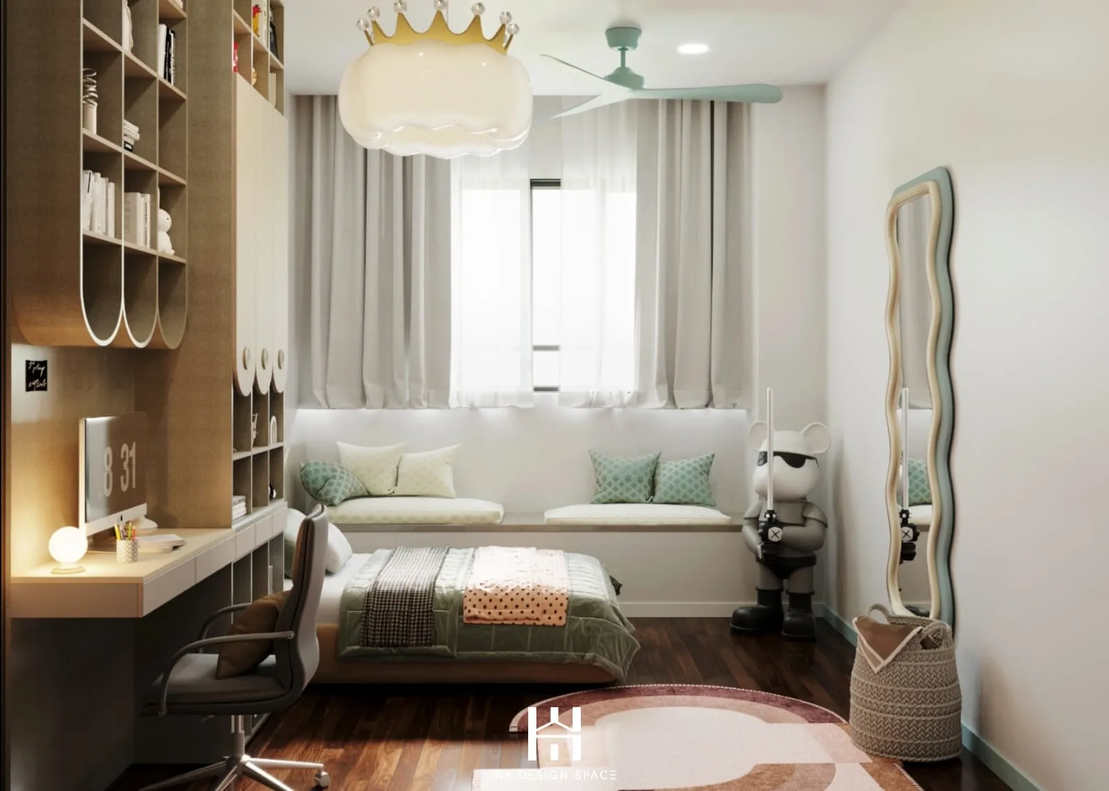 Bedroom with bay window